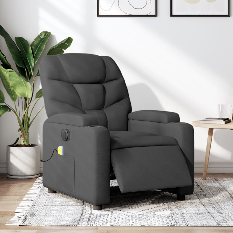 vidaXL Massagesessel Elektrisch Dunkelgrau Stoff vidaXL Massagesessel Elektrisch Dunkelgrau Stoff