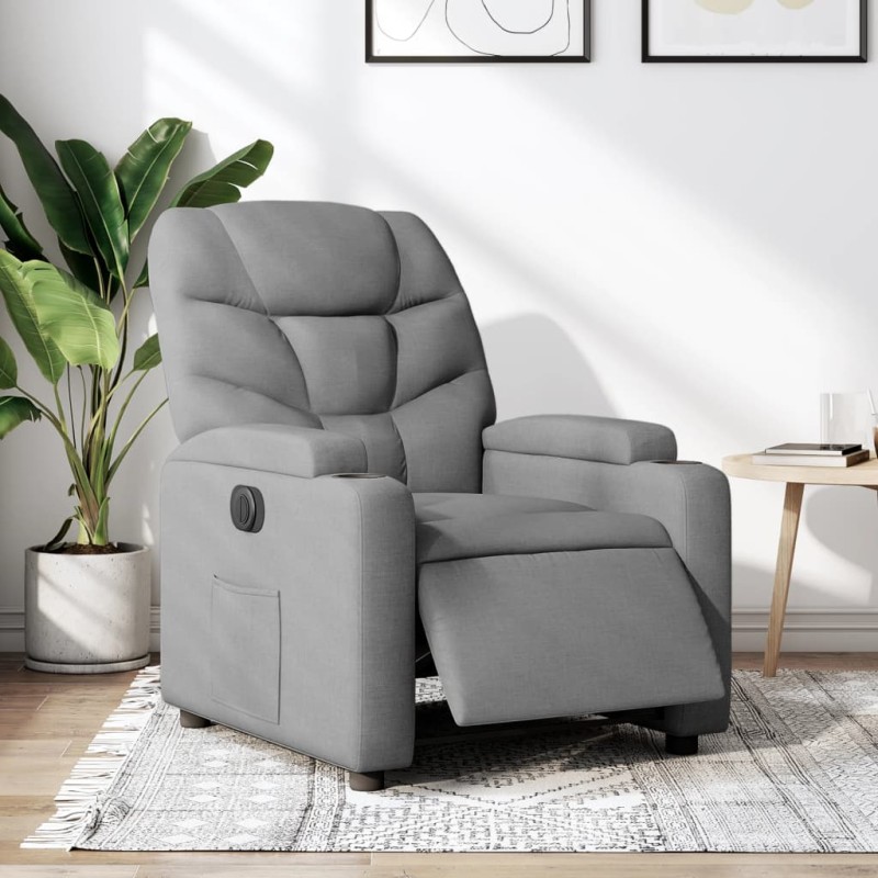 vidaXL Relaxsessel Elektrisch Hellgrau Stoff vidaXL Relaxsessel Elektrisch Hellgrau Stoff