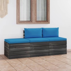 vidaXL 3-tlg. Garten-Sofagarnitur aus Paletten mit Kissen Kiefernholz