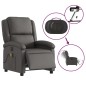 vidaXL Relaxsessel Elektrisch Grau Echtleder vidaXL Relaxsessel Elektrisch Grau Echtleder