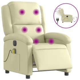 vidaXL Massagesessel Elektrisch Creme Echtleder