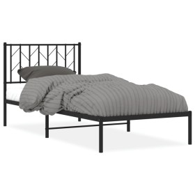 vidaXL Bettgestell mit Kopfteil Metall Schwarz 90x200 cm