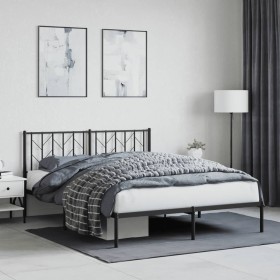 vidaXL Bettgestell mit Kopfteil Metall Schwarz 150x200 cm