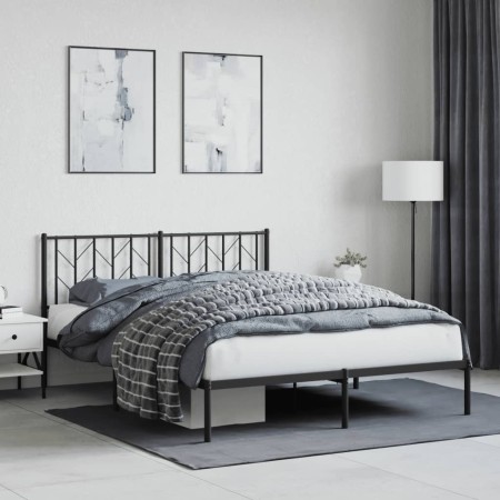 vidaXL Bettgestell mit Kopfteil Metall Schwarz 150x200 cm
