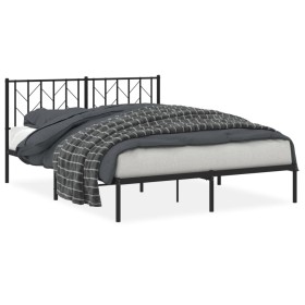 vidaXL Bettgestell mit Kopfteil Metall Schwarz 150x200 cm