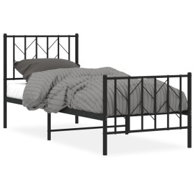 vidaXL Bettgestell mit Kopf- und Fußteil Metall Schwarz 75x190 cm