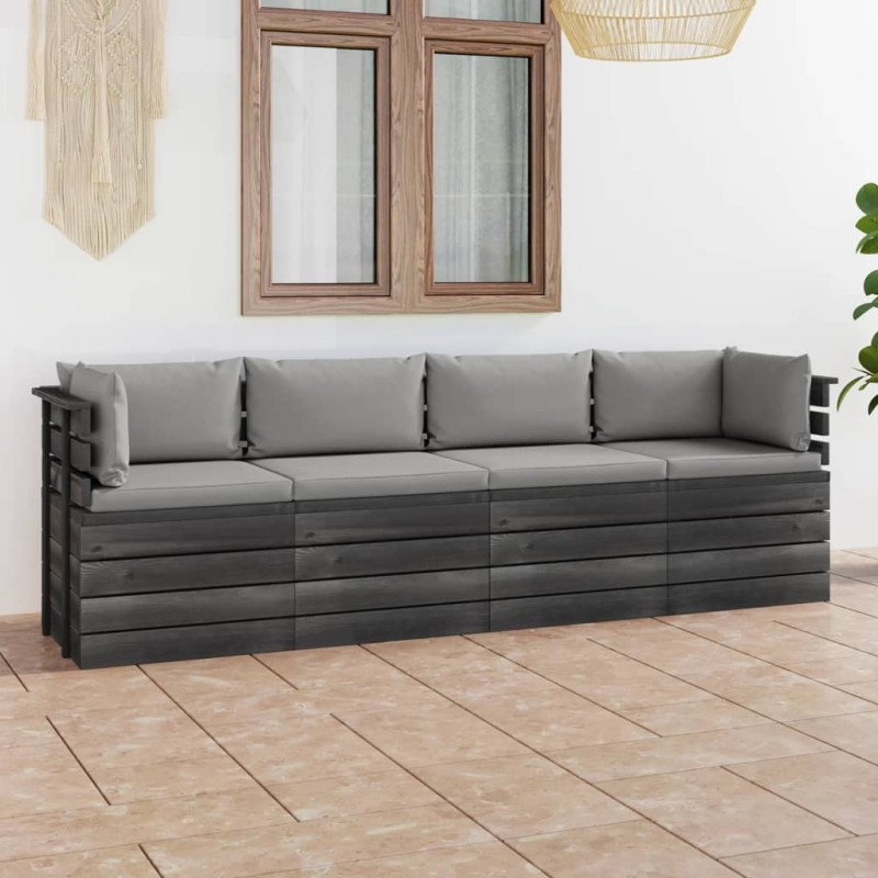 vidaXL Garten-Palettensofa 4-Sitzer mit Kissen Kiefer Massivholz vidaXL Garten-Palettensofa 4-Sitzer mit Kissen Kiefer Massivholz