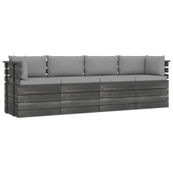vidaXL Garten-Palettensofa 4-Sitzer mit Kissen Kiefer Massivholz
