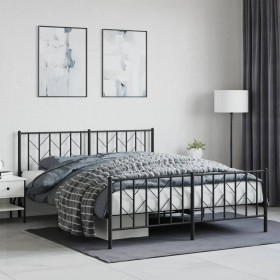 vidaXL Bettgestell mit Kopf- und Fußteil Metall Schwarz 160x200 cm