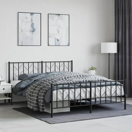 vidaXL Bettgestell mit Kopf- und Fußteil Metall Schwarz 160x200 cm