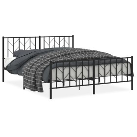 vidaXL Bettgestell mit Kopf- und Fußteil Metall Schwarz 160x200 cm