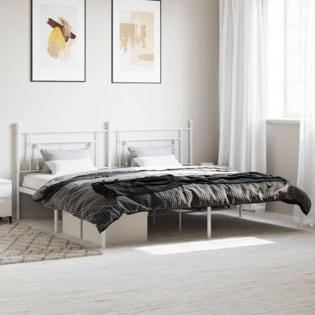 vidaXL Bettgestell mit Kopfteil Metall Weiß 200x200 cm