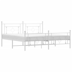 vidaXL Bettgestell mit Kopf- und Fußteil Metall Weiß 183x213 cm