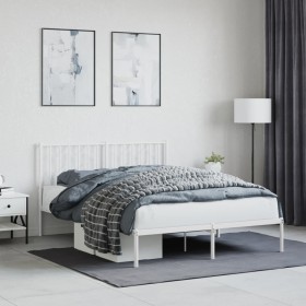 vidaXL Bettgestell mit Kopfteil Metall Weiß 135x190 cm