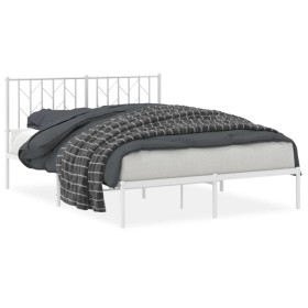 vidaXL Bettgestell mit Kopfteil Metall Weiß 135x190 cm