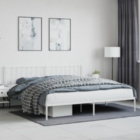 vidaXL Bettgestell mit Kopfteil Metall Weiß 200x200 cm