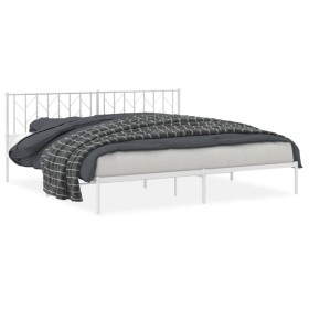 vidaXL Bettgestell mit Kopfteil Metall Weiß 200x200 cm