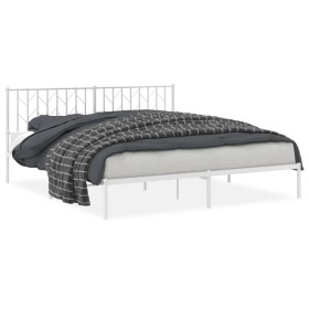vidaXL Bettgestell mit Kopfteil Metall Weiß 183x213 cm