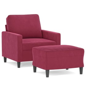 vidaXL Sessel mit Hocker Weinrot 60 cm Samt