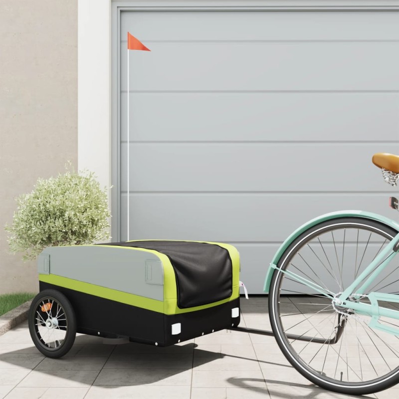 vidaXL Fahrradanhänger Schwarz und Grün 45 kg Eisen vidaXL Fahrradanhänger Schwarz und Grün 45 kg Eisen
