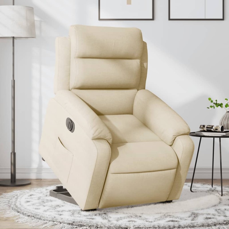 vidaXL Relaxsessel mit Aufstehhilfe Elektrisch Creme Stoff vidaXL Relaxsessel mit Aufstehhilfe Elektrisch Creme Stoff