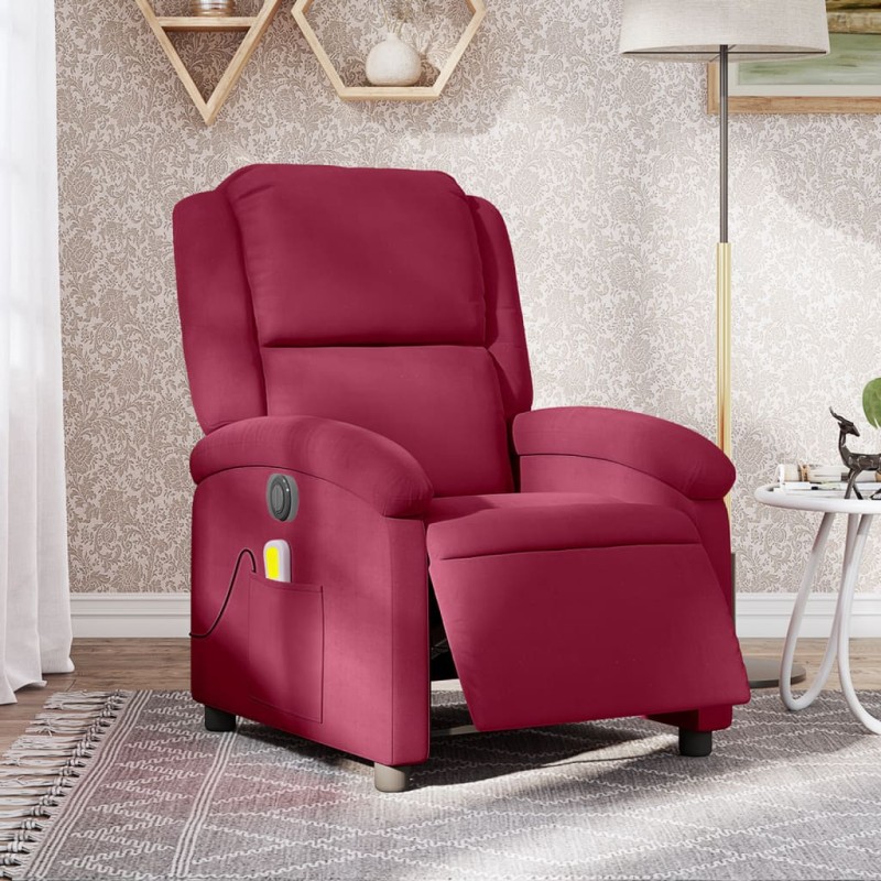 vidaXL Massagesessel Elektrisch Weinrot Samt vidaXL Massagesessel Elektrisch Weinrot Samt