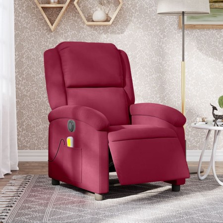 vidaXL Massagesessel Elektrisch Weinrot Samt