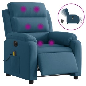 vidaXL Massagesessel Elektrisch Blau Samt