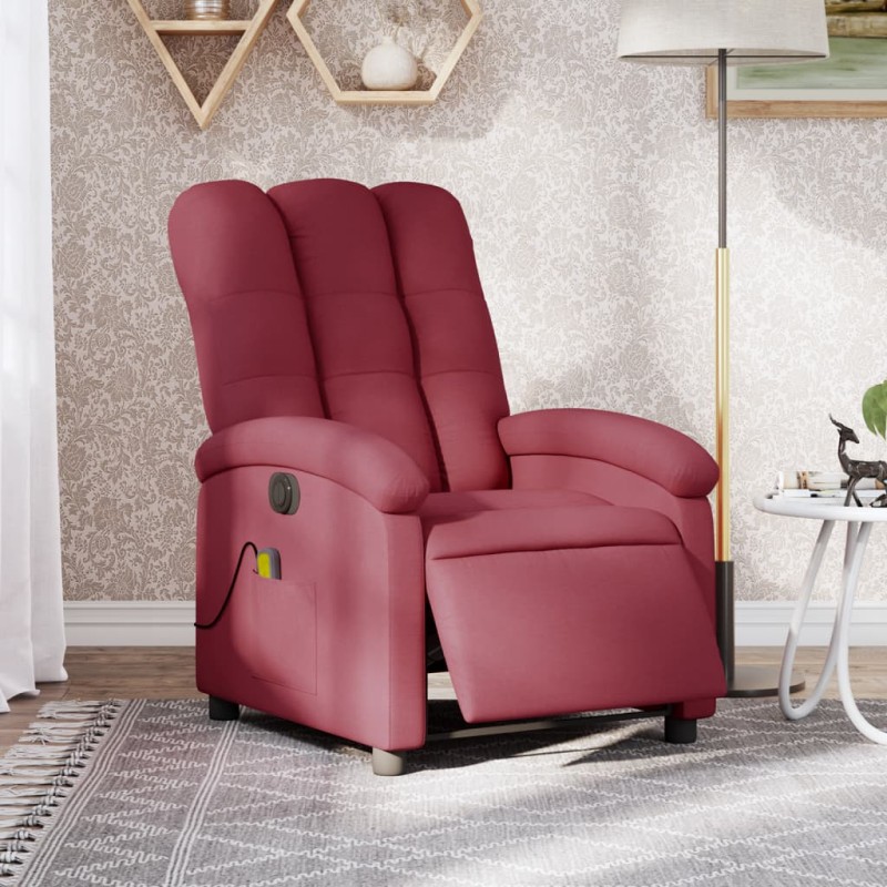 vidaXL Massagesessel Elektrisch Weinrot Stoff vidaXL Massagesessel Elektrisch Weinrot Stoff