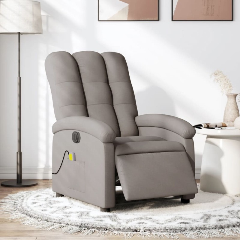 vidaXL Massagesessel Elektrisch Taupe Stoff vidaXL Massagesessel Elektrisch Taupe Stoff