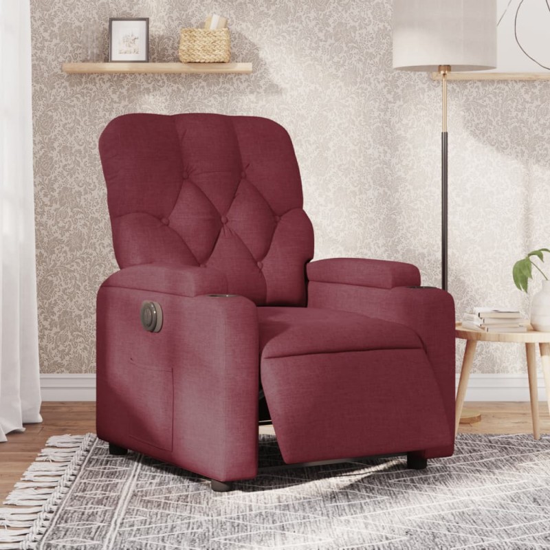 vidaXL Relaxsessel Elektrisch Weinrot Stoff vidaXL Relaxsessel Elektrisch Weinrot Stoff