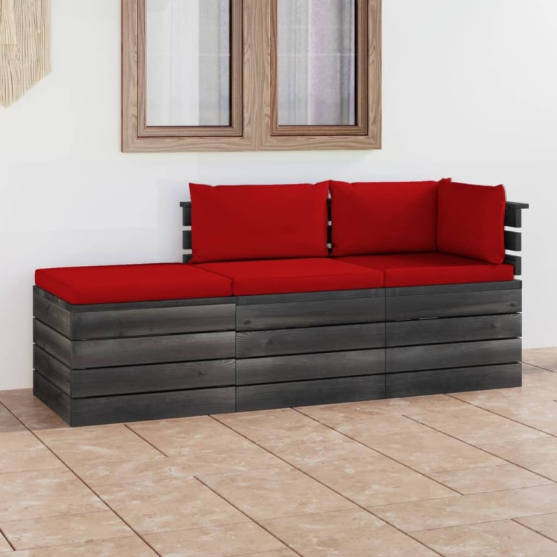 vidaXL 3-tlg. Garten-Sofagarnitur aus Paletten mit Kissen Kiefernholz vidaXL 3-tlg. Garten-Sofagarnitur aus Paletten mit Kissen Kiefernholz
