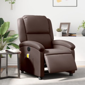 vidaXL Massagesessel Elektrisch Braun Kunstleder