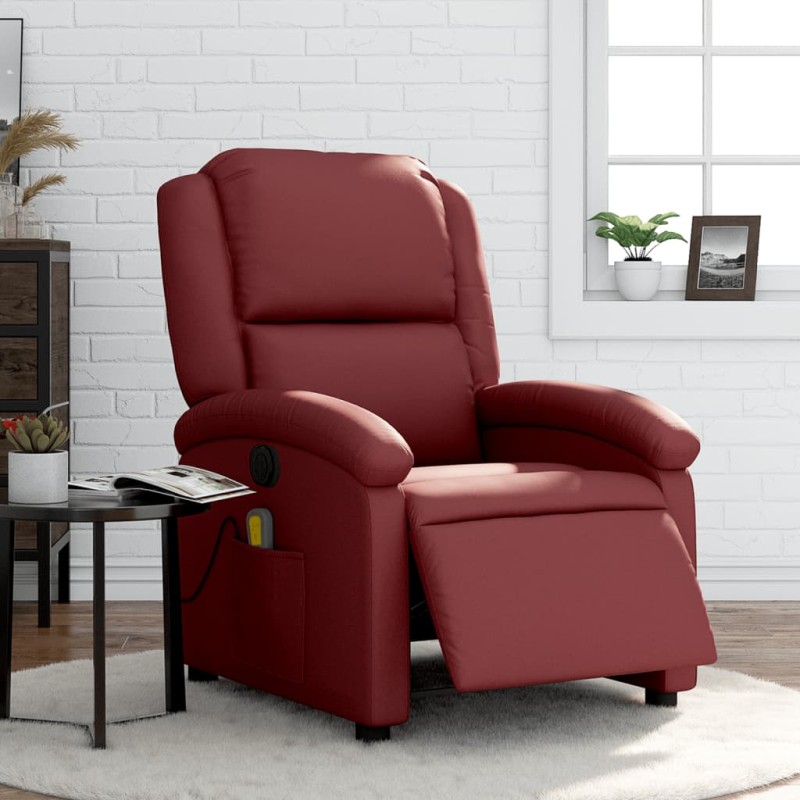 vidaXL Massagesessel Elektrisch Weinrot Kunstleder vidaXL Massagesessel Elektrisch Weinrot Kunstleder