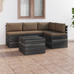 vidaXL 5-tlg. Garten-Sofagarnitur aus Paletten mit Kissen Kiefernholz