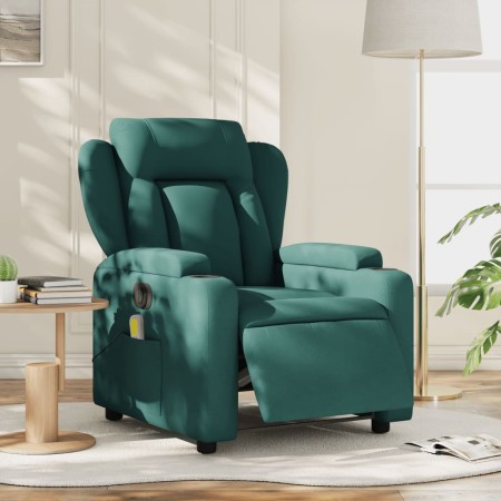 vidaXL Massagesessel Elektrisch Dunkelgrün Stoff