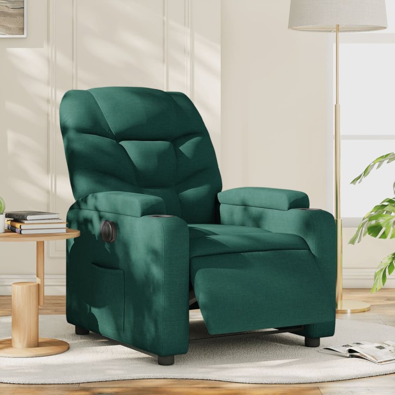 vidaXL Relaxsessel Elektrisch Dunkelgrün Stoff vidaXL Relaxsessel Elektrisch Dunkelgrün Stoff