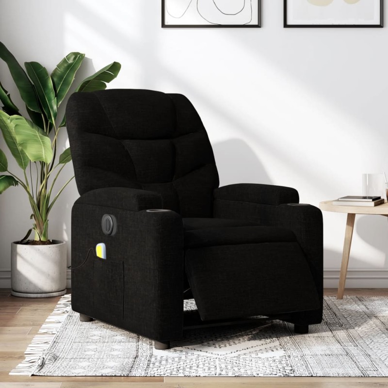 vidaXL Massagesessel Elektrisch Schwarz Stoff vidaXL Massagesessel Elektrisch Schwarz Stoff