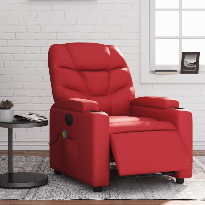 vidaXL Massagesessel Elektrisch Rot Kunstleder vidaXL Massagesessel Elektrisch Rot Kunstleder