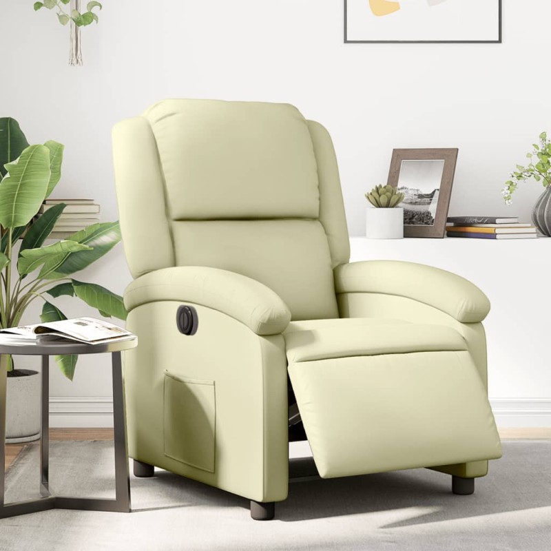 vidaXL Relaxsessel Elektrisch Creme Echtleder vidaXL Relaxsessel Elektrisch Creme Echtleder