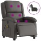 vidaXL Massagesessel Elektrisch Grau Echtleder vidaXL Massagesessel Elektrisch Grau Echtleder