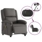 vidaXL Massagesessel Elektrisch Grau Echtleder vidaXL Massagesessel Elektrisch Grau Echtleder