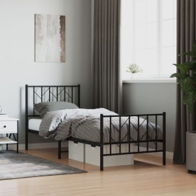 vidaXL Bettgestell mit Kopf- und Fußteil Metall Schwarz 80x200 cm