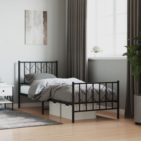 vidaXL Bettgestell mit Kopf- und Fußteil Metall Schwarz 80x200 cm