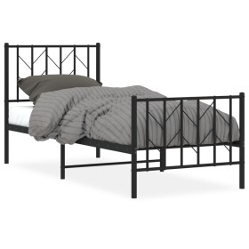 vidaXL Bettgestell mit Kopf- und Fußteil Metall Schwarz 80x200 cm