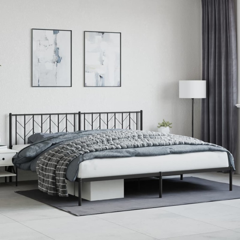 vidaXL Bettgestell mit Kopfteil Metall Schwarz 200x200 cm vidaXL Bettgestell mit Kopfteil Metall Schwarz 200x200 cm