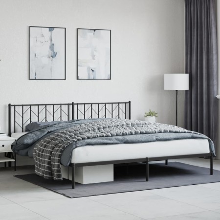 vidaXL Bettgestell mit Kopfteil Metall Schwarz 200x200 cm