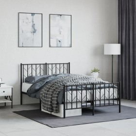 vidaXL Bettgestell mit Kopf- und Fußteil Metall Schwarz 120x190 cm