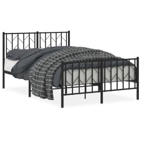 vidaXL Bettgestell mit Kopf- und Fußteil Metall Schwarz 120x190 cm