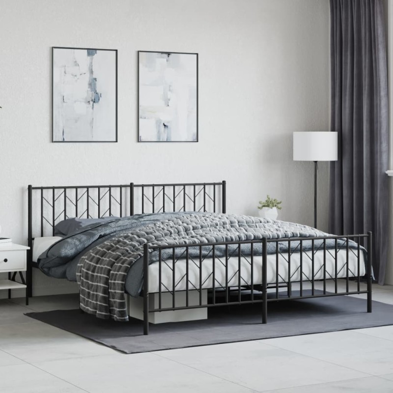 vidaXL Bettgestell mit Kopf- und Fußteil Metall Schwarz 180x200 cm vidaXL Bettgestell mit Kopf- und Fußteil Metall Schwarz 180x200 cm